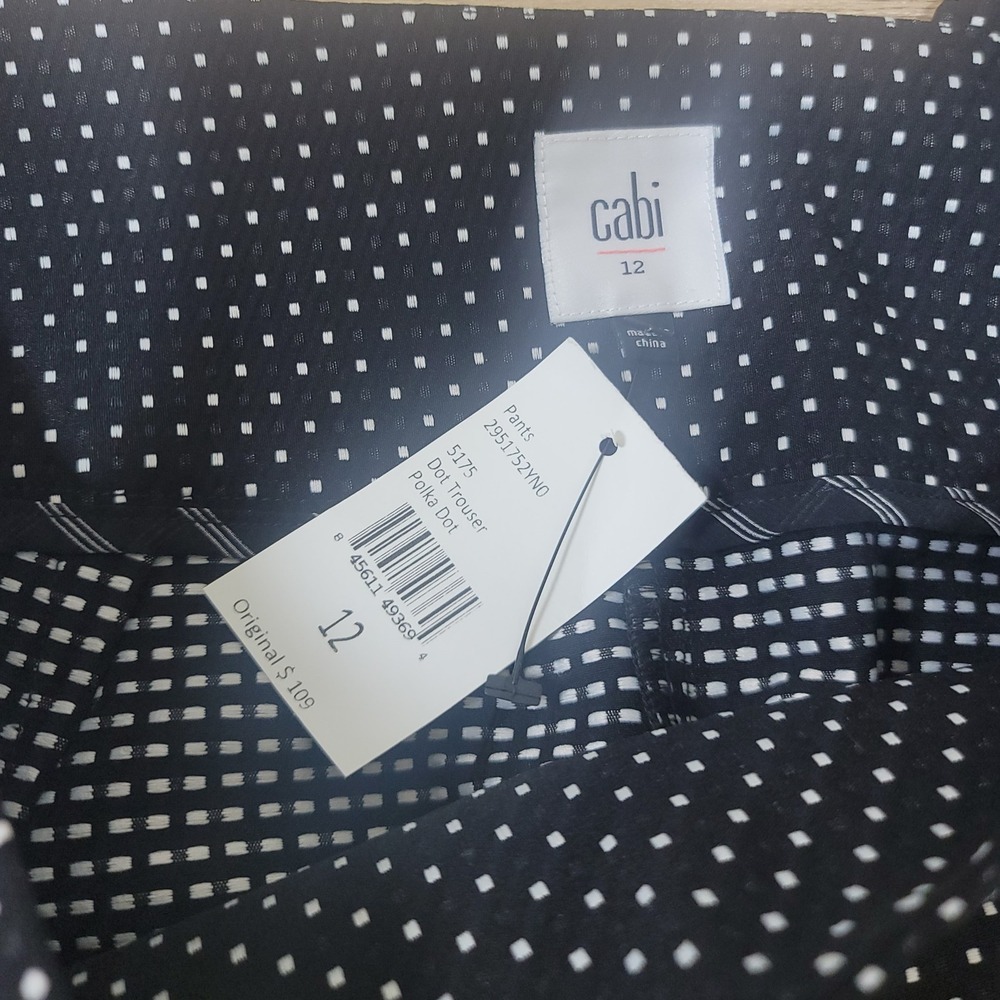Cabi #5175 black polka dot cropped slim ankle trousers size 12 - Picture 9 of 10
